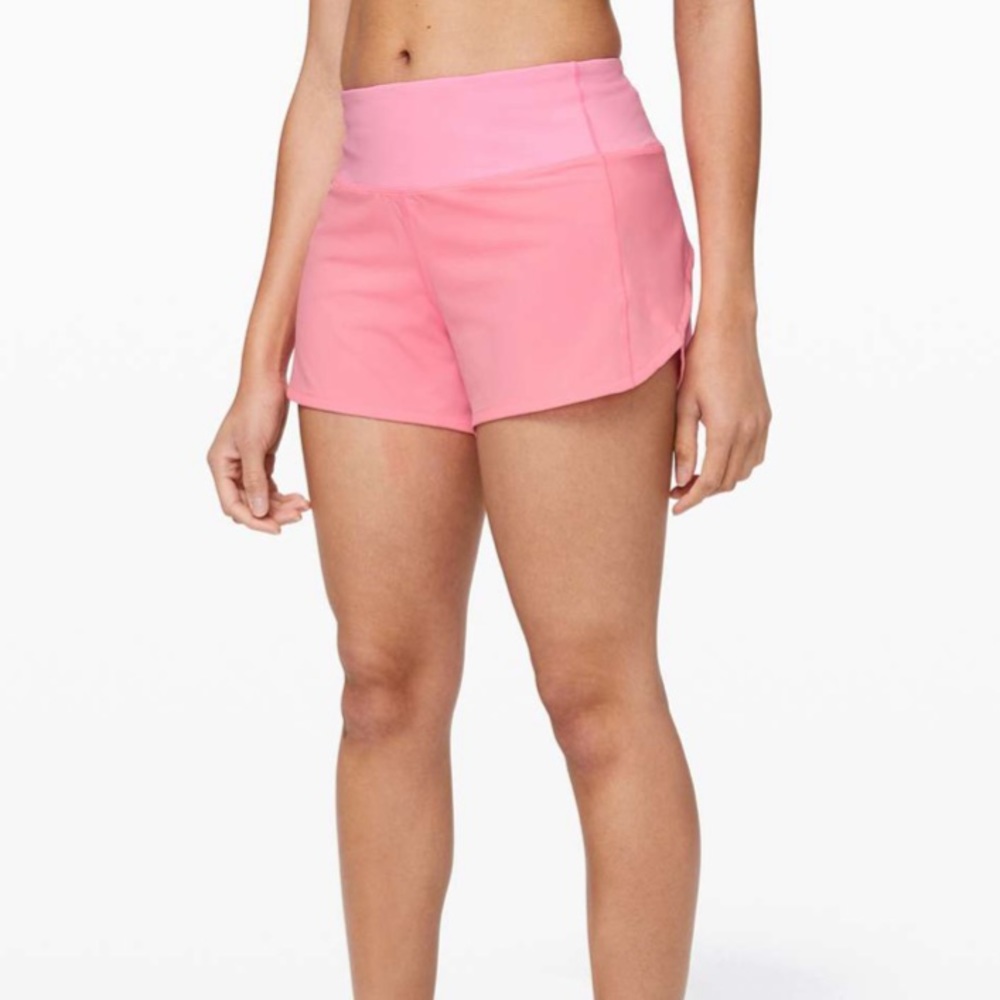 Lululemon run times short 4” pink shell size 8